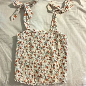 Abercrombie & Fitch smocked peach print crop tank XS